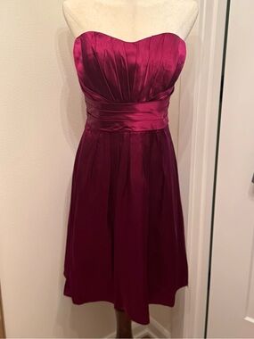 Priscilla of Boston Strapless Satin Dress in Fuchsia